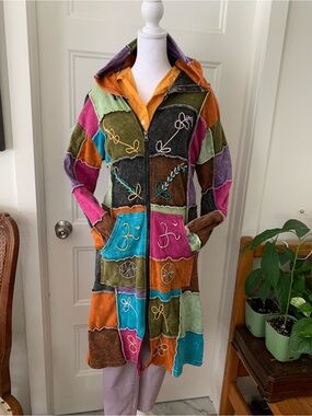 KPC , Women's long BoHo Patchwork  / Hoodie cotton Jacket - Multicolor